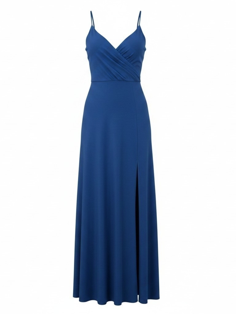 Sleeveless Cobalt V-Neck Maxi Dress with Side Slit